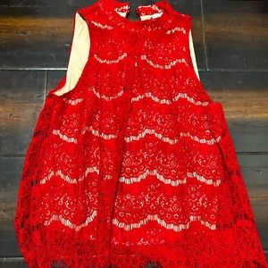 Red lacy dress shirt
